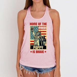 Home Of The Free Because My Pappy Is Brave Patriotic Dad Cute Gift Women's Knotted Racerback Tank