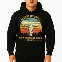 He Owns The Cattle On A Thousand Hills Bull Skull Christian Hoodie
