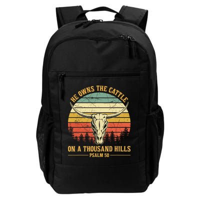 He Owns The Cattle On A Thousand Hills Bull Skull Christian Backpack