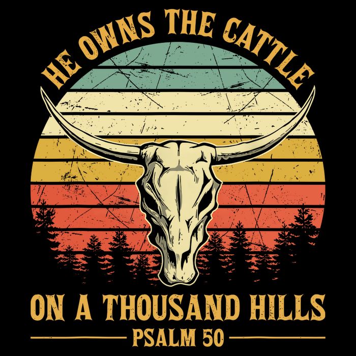 He Owns The Cattle On A Thousand Hills Bull Skull Christian Backpack