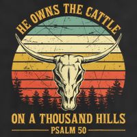 He Owns The Cattle On A Thousand Hills Bull Skull Christian Crop Fleece Hoodie