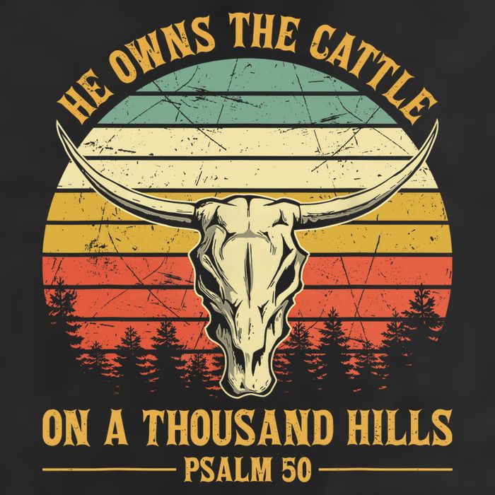 He Owns The Cattle On A Thousand Hills Bull Skull Christian Crop Fleece Hoodie