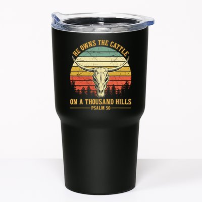 He Owns The Cattle On A Thousand Hills Bull Skull Christian Tumbler