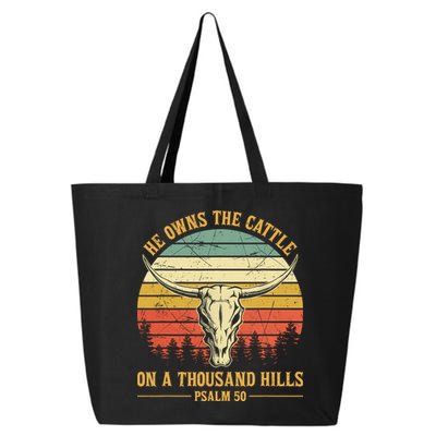He Owns The Cattle On A Thousand Hills Bull Skull Christian 25L Jumbo Tote