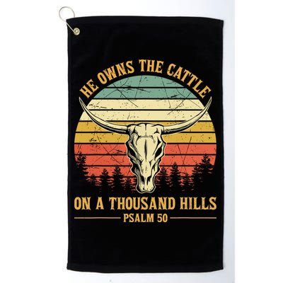 He Owns The Cattle On A Thousand Hills Bull Skull Christian Golf Towel