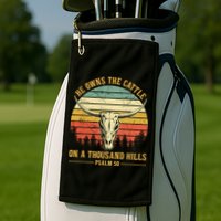 He Owns The Cattle On A Thousand Hills Bull Skull Christian Golf Towel