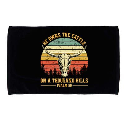 He Owns The Cattle On A Thousand Hills Bull Skull Christian Microfiber Hand Towel