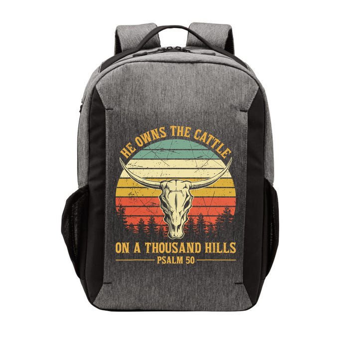 He Owns The Cattle On A Thousand Hills Bull Skull Christian Vector Backpack