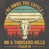 He Owns The Cattle On A Thousand Hills Bull Skull Christian Vector Backpack