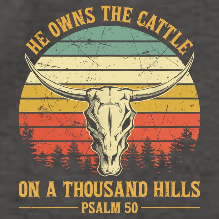 He Owns The Cattle On A Thousand Hills Bull Skull Christian Vector Backpack