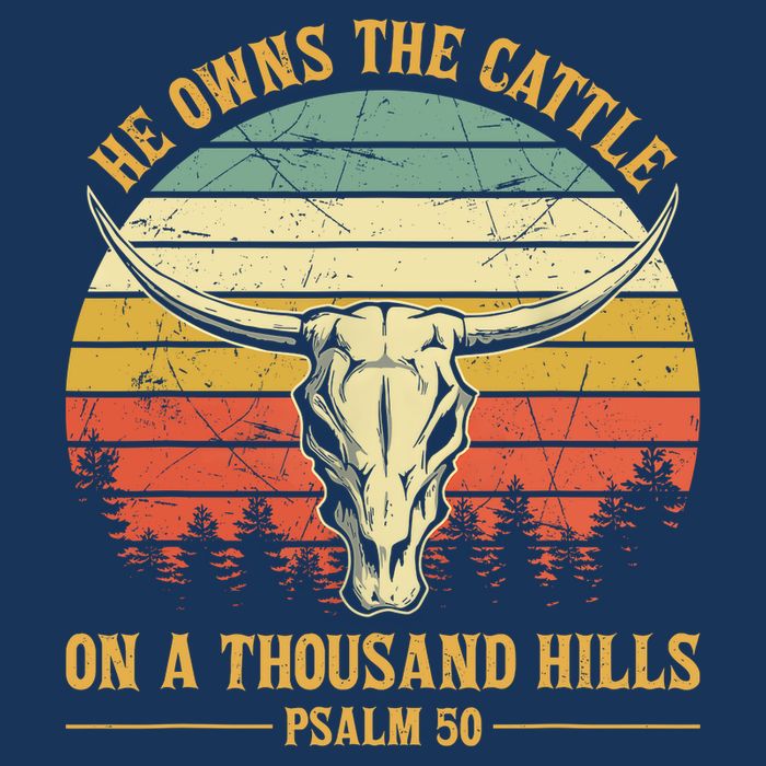 He Owns The Cattle On A Thousand Hills Bull Skull Christian Infant Baby Jersey Bodysuit