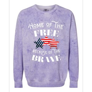 Home Of The Free Because Of The Brave Patriotic Flag Colorblast Crewneck Sweatshirt