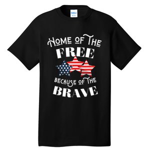 Home Of The Free Because Of The Brave Patriotic Flag Tall T-Shirt