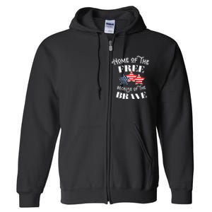 Home Of The Free Because Of The Brave Patriotic Flag Full Zip Hoodie