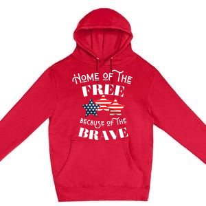 Home Of The Free Because Of The Brave Patriotic Flag Premium Pullover Hoodie