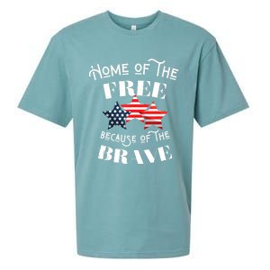 Home Of The Free Because Of The Brave Patriotic Flag Sueded Cloud Jersey T-Shirt