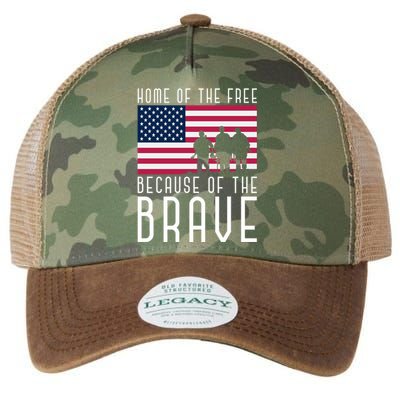 Home Of The Free Because Of The Brave Us Flag Proud Veteran Funny Gift Legacy Tie Dye Trucker Hat