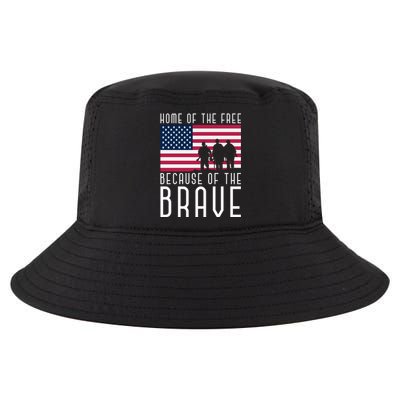 Home Of The Free Because Of The Brave Us Flag Proud Veteran Funny Gift Cool Comfort Performance Bucket Hat