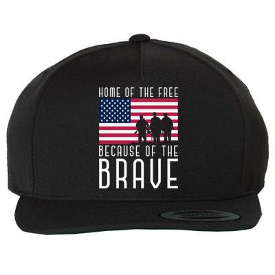 Home Of The Free Because Of The Brave Us Flag Proud Veteran Funny Gift Wool Snapback Cap