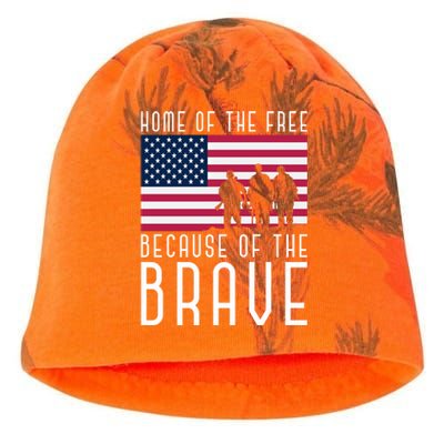 Home Of The Free Because Of The Brave Us Flag Proud Veteran Funny Gift Kati - Camo Knit Beanie