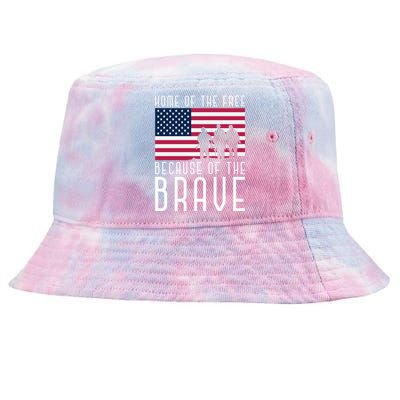 Home Of The Free Because Of The Brave Us Flag Proud Veteran Funny Gift Tie-Dyed Bucket Hat