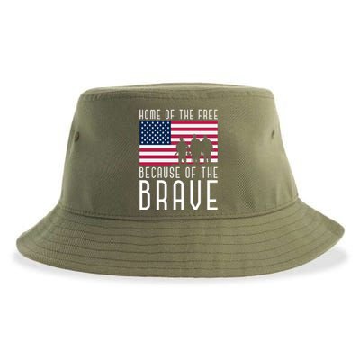 Home Of The Free Because Of The Brave Us Flag Proud Veteran Funny Gift Sustainable Bucket Hat