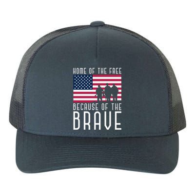 Home Of The Free Because Of The Brave Us Flag Proud Veteran Funny Gift Yupoong Adult 5-Panel Trucker Hat