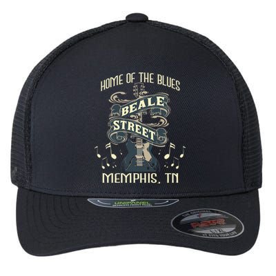 Home Of The Blues Beale Street Memphis Musician Guitarist Flexfit Unipanel Trucker Cap