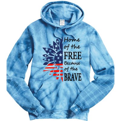 Home of the Free Because Brave 4th of July Armed Forces Day Tie Dye Hoodie