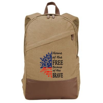 Home of the Free Because Brave 4th of July Armed Forces Day Cotton Canvas Backpack