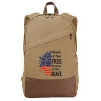 Home of the Free Because Brave 4th of July Armed Forces Day Cotton Canvas Backpack