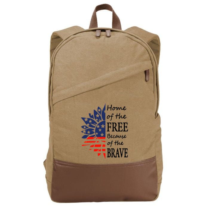 Home of the Free Because Brave 4th of July Armed Forces Day Cotton Canvas Backpack