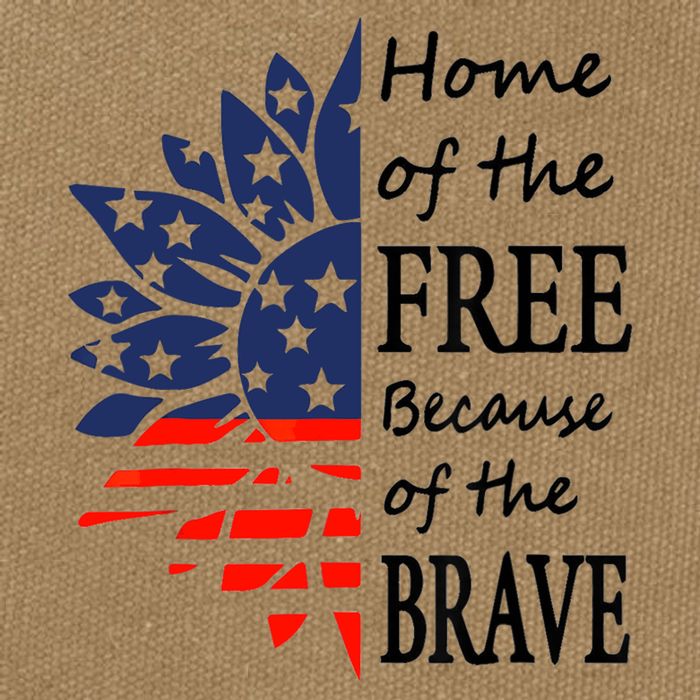 Home of the Free Because Brave 4th of July Armed Forces Day Cotton Canvas Backpack