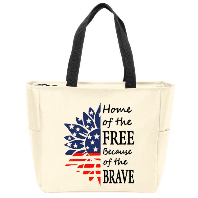 Home of the Free Because Brave 4th of July Armed Forces Day Zip Tote Bag