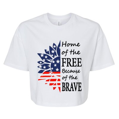 Home of the Free Because Brave 4th of July Armed Forces Day Bella+Canvas Jersey Crop Tee