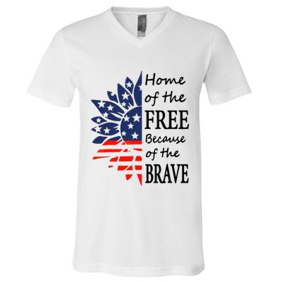 Home of the Free Because Brave 4th of July Armed Forces Day V-Neck T-Shirt