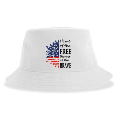 Home of the Free Because Brave 4th of July Armed Forces Day Sustainable Bucket Hat