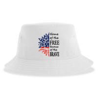 Home of the Free Because Brave 4th of July Armed Forces Day Sustainable Bucket Hat