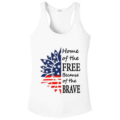 Home of the Free Because Brave 4th of July Armed Forces Day Ladies PosiCharge Competitor Racerback Tank