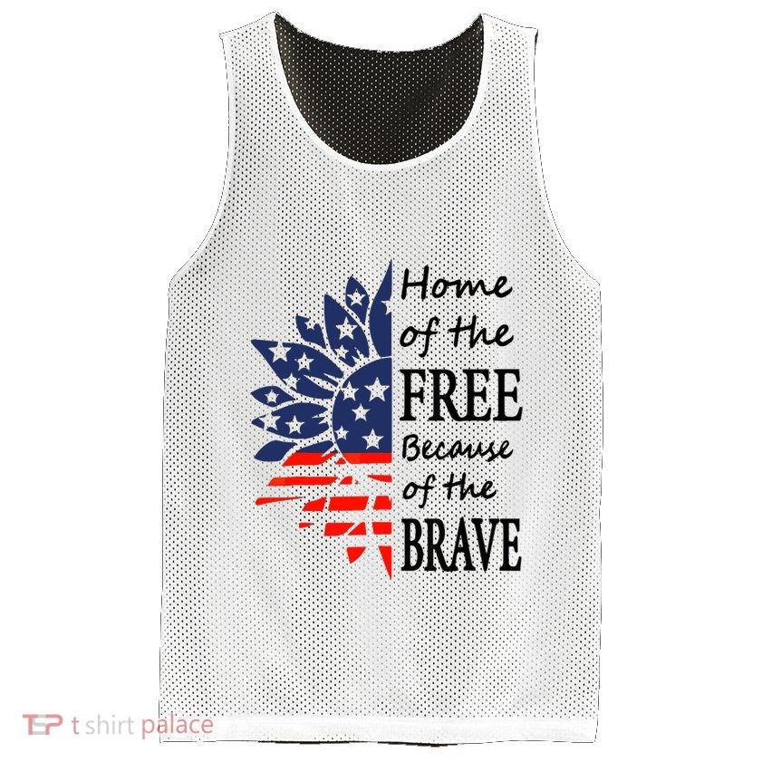 Home of the Free Because Brave 4th of July Armed Forces Day Mesh Reversible Basketball Jersey Tank