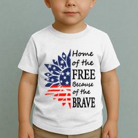 Home of the Free Because Brave 4th of July Armed Forces Day Toddler T-Shirt