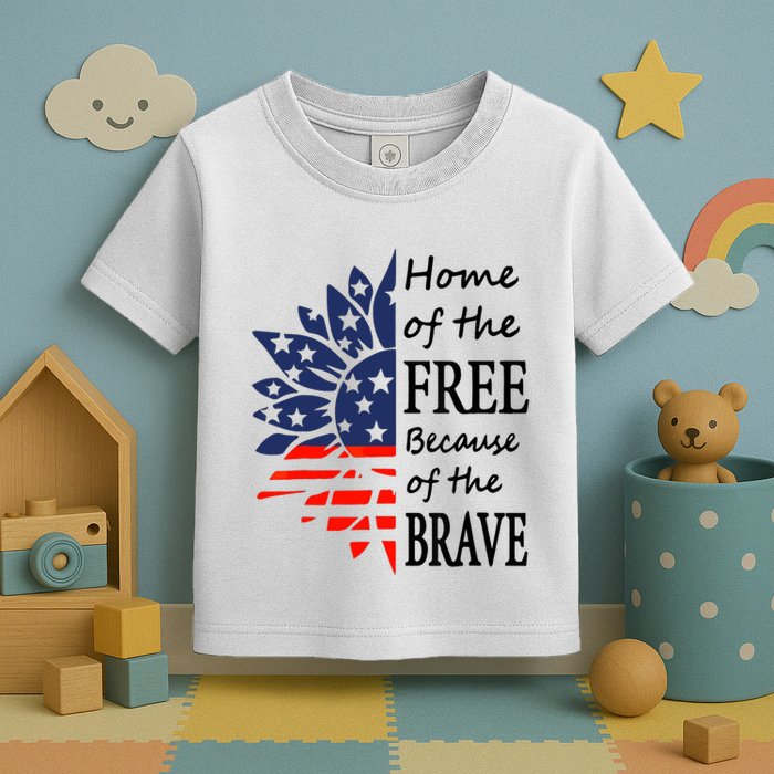 Home of the Free Because Brave 4th of July Armed Forces Day Toddler T-Shirt