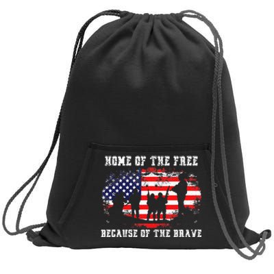 Home Of The Free Because Of The Brave Sweatshirt Cinch Pack Bag