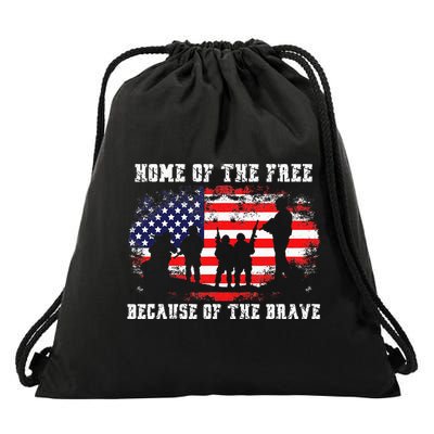 Home Of The Free Because Of The Brave Drawstring Bag