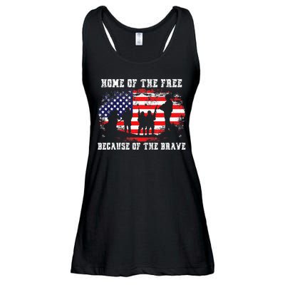 Home Of The Free Because Of The Brave Ladies Essential Flowy Tank