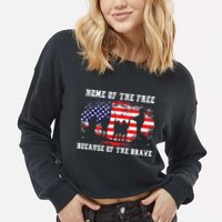 Home Of The Free Because Of The Brave Cropped Pullover Crew