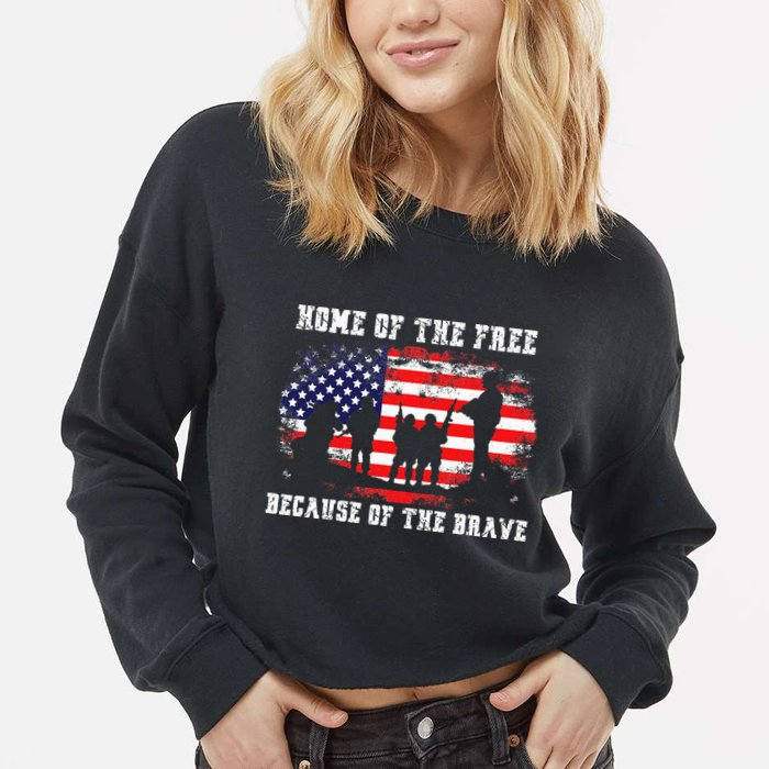 Home Of The Free Because Of The Brave Cropped Pullover Crew