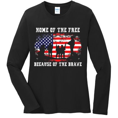 Home Of The Free Because Of The Brave Ladies Long Sleeve Shirt