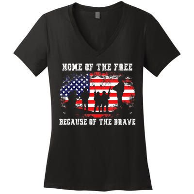 Home Of The Free Because Of The Brave Women's V-Neck T-Shirt