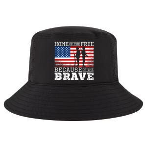 Home Of The Free Because Of The Brave Military American Flag Cute Gift Cool Comfort Performance Bucket Hat